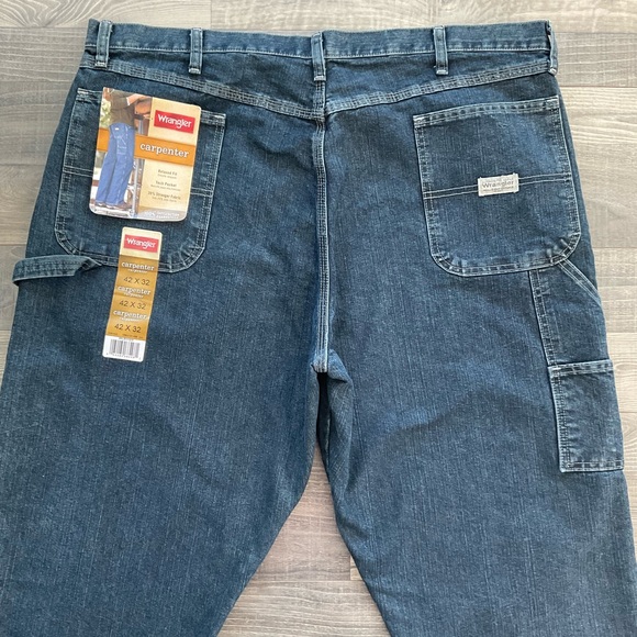 42x32 NWT Wrangler Carpenter Jeans Men’s Blue Dark Wash Relaxed 94LSWQW - Picture 10 of 14